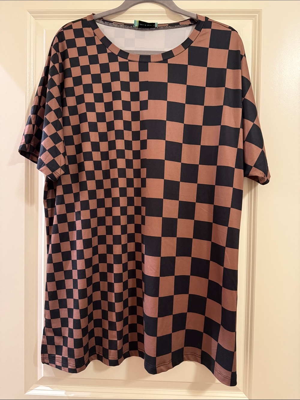 Sunshine & Rodeos Checkerboard Short Sleeve Blouse - Black & Brown